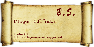 Blayer Sándor névjegykártya